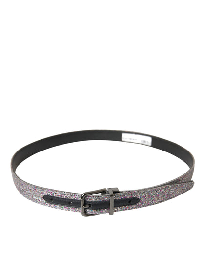 Dolce & Gabbana Multicolor Embellished Silver Metal Buckle Belt - 90 cm / 36 Inches