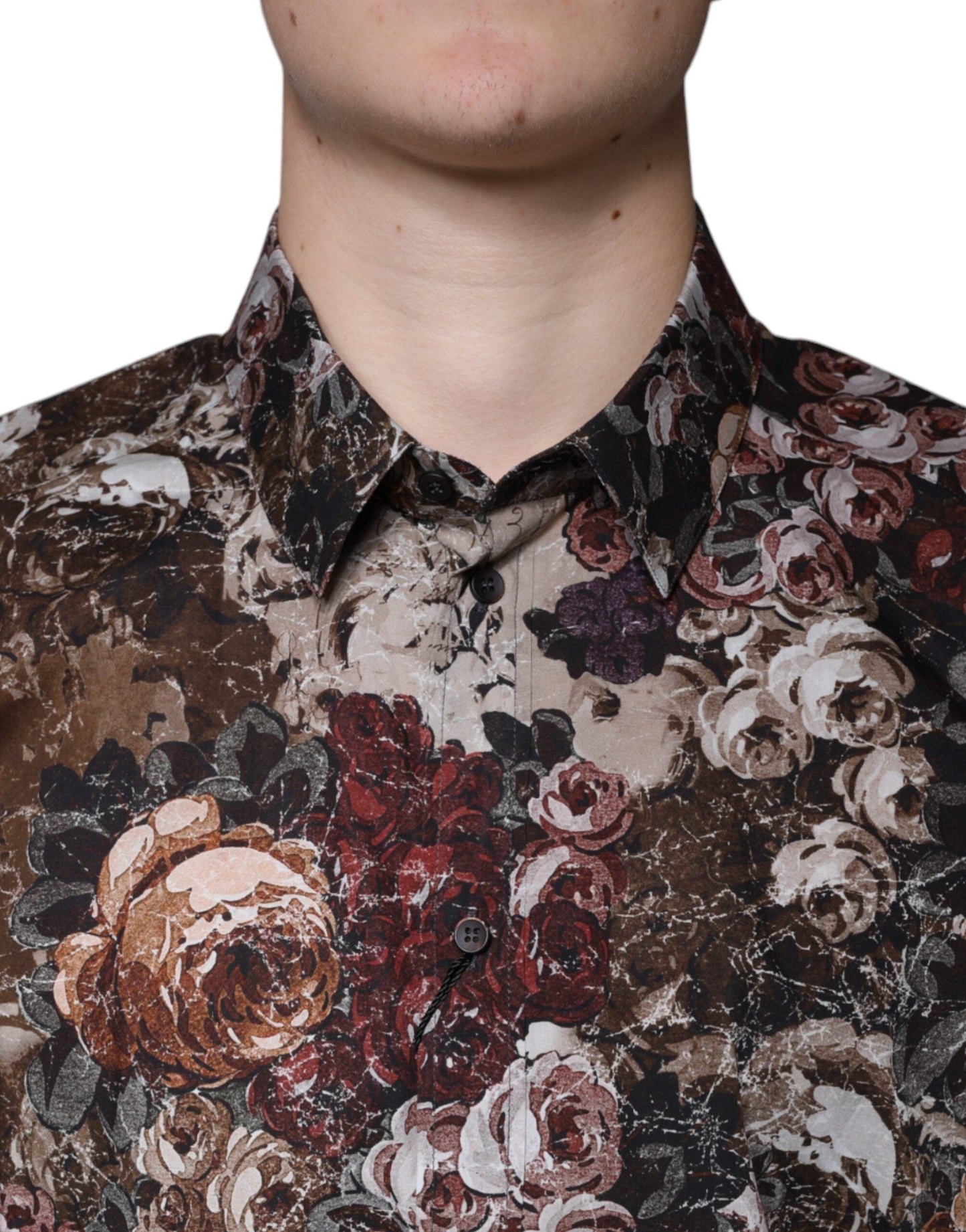 Dolce & Gabbana Multicolor Floral Cotton Men Dress GOLD Shirt - IT43 | 2XL