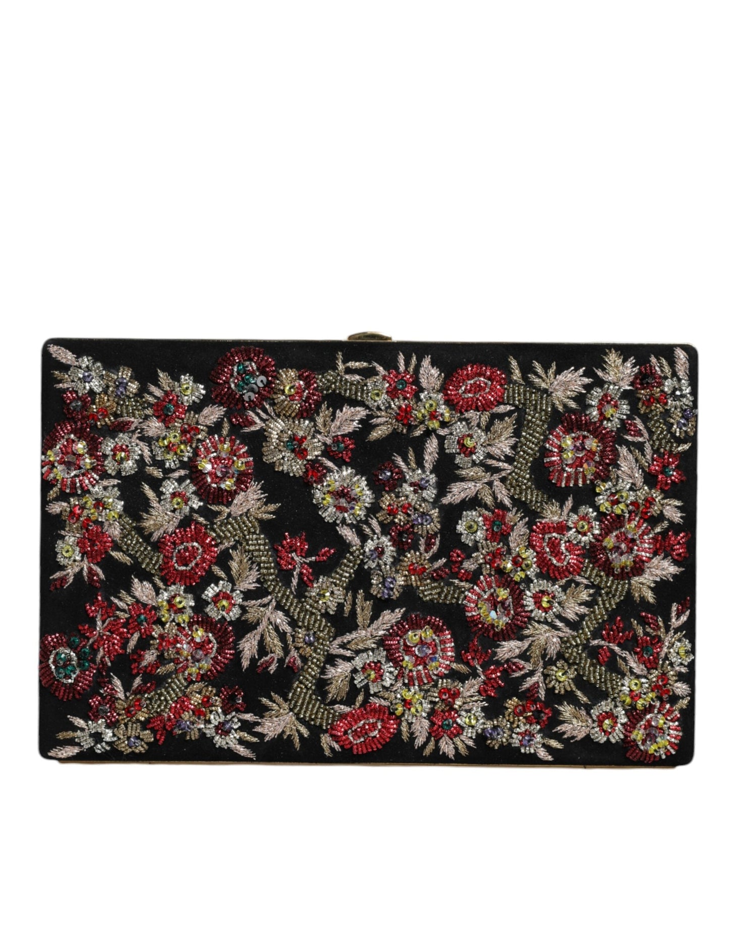 Dolce & Gabbana Multicolor Floral Gold Frame Clutch Evening Purse Bag