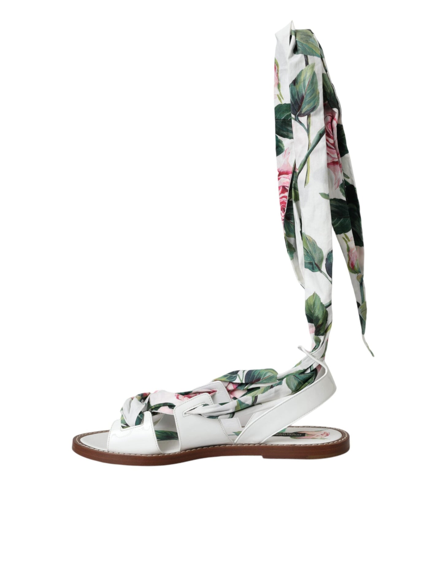 Dolce & Gabbana Multicolor Floral Print Ankle Wrap Sandals Shoes - EU37/US6.5