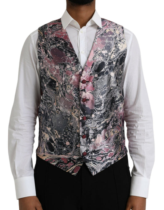 Dolce & Gabbana Multicolor Galaxy Silk Waistcoat Formal Vest - IT48 | M