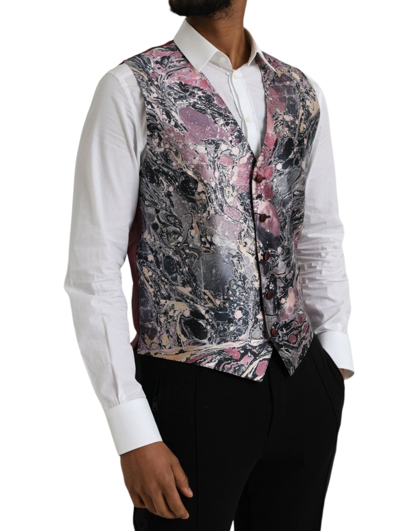 Dolce & Gabbana Multicolor Galaxy Silk Waistcoat Formal Vest - IT48 | M