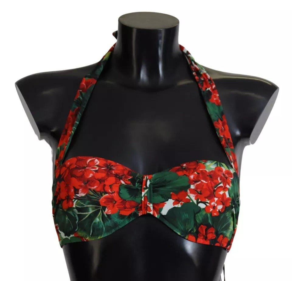 Dolce & Gabbana Multicolor Geranium Halter Beachwear Bikini Top - IT2 | S