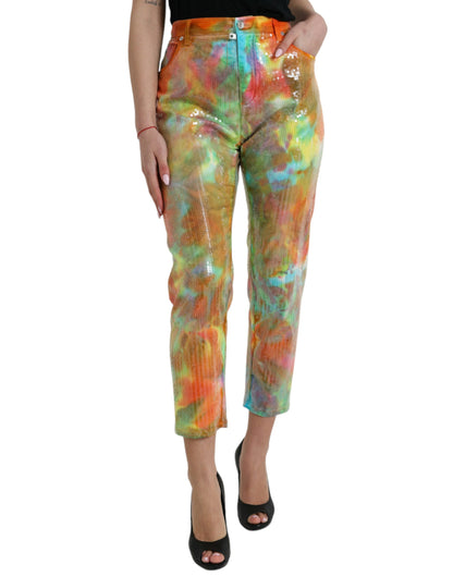 Dolce & Gabbana Multicolor High Waist Cropped Pants - IT40|S