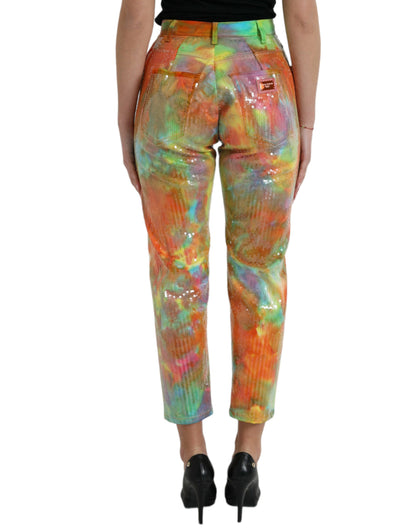 Dolce & Gabbana Multicolor High Waist Cropped Pants - IT40|S