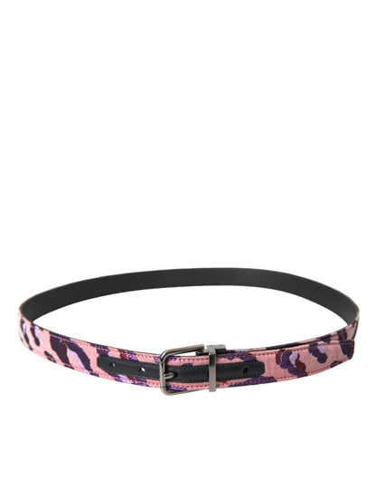 Dolce & Gabbana Multicolor Jacquard Leather Metal Buckle Belt - 95 cm / 38 Inches