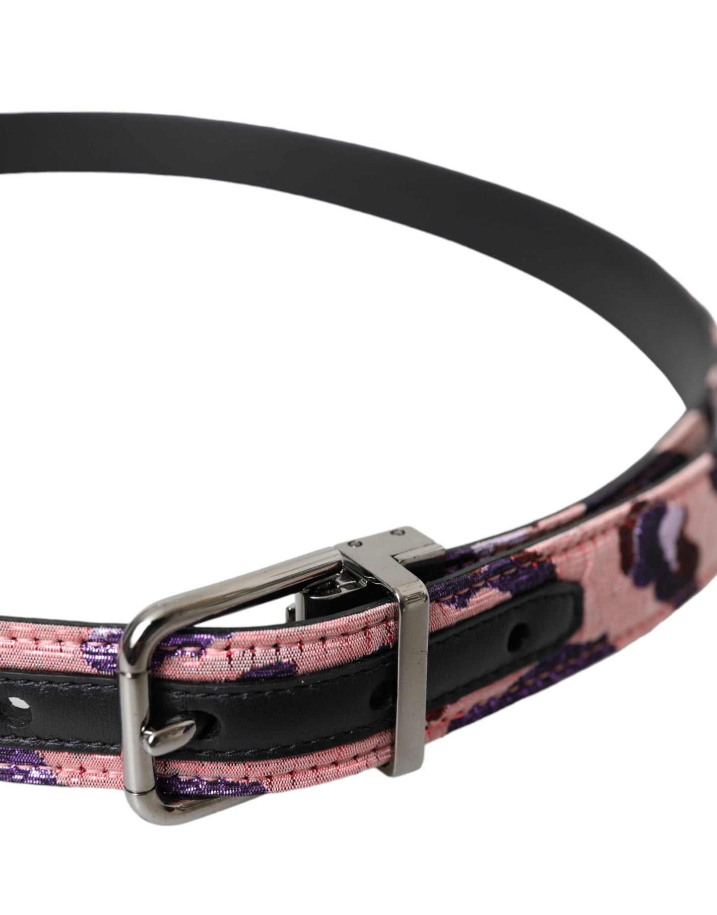 Dolce & Gabbana Multicolor Jacquard Leather Metal Buckle Belt - 95 cm / 38 Inches