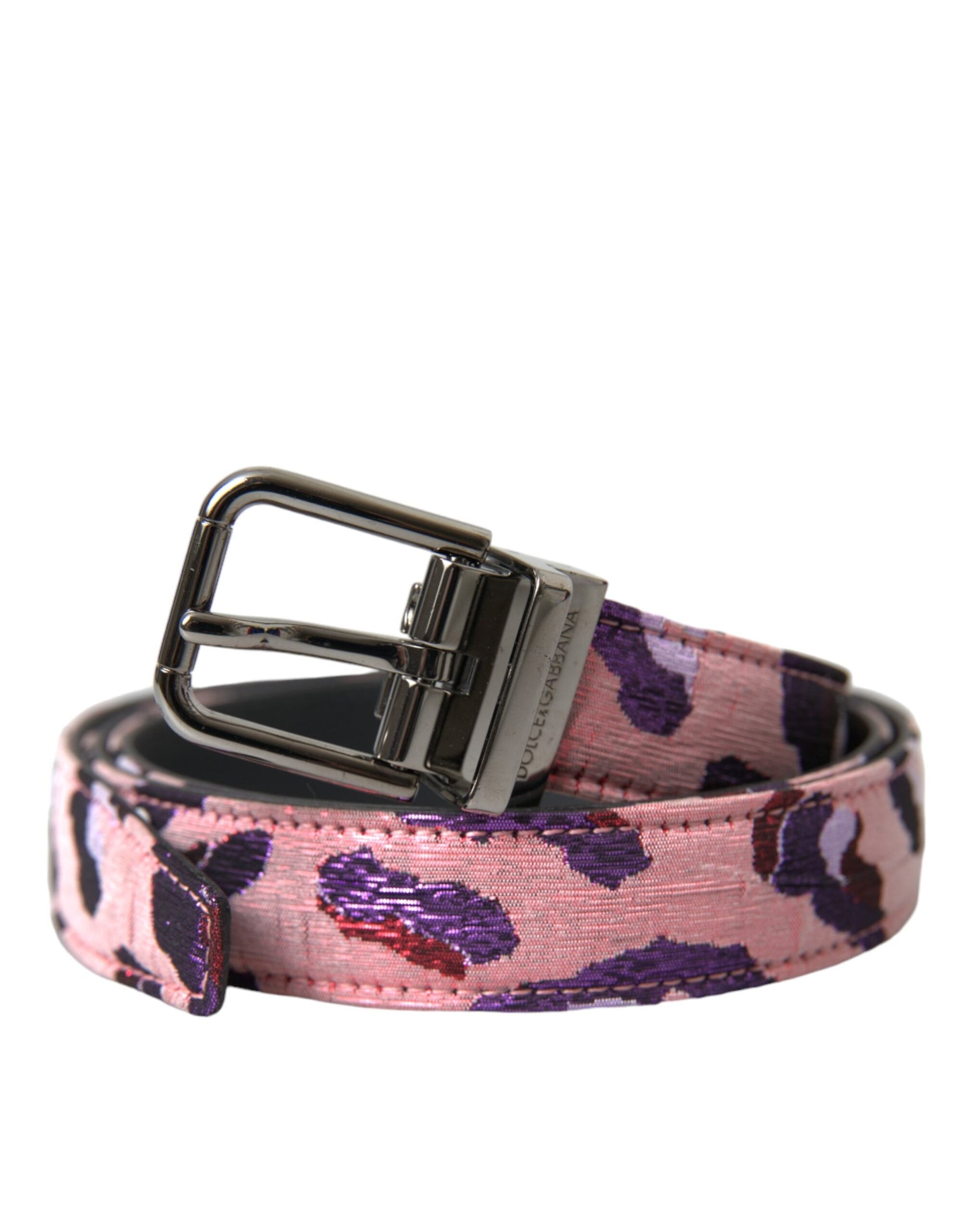 Dolce & Gabbana Multicolor Jacquard Leather Metal Buckle Belt - 95 cm / 38 Inches