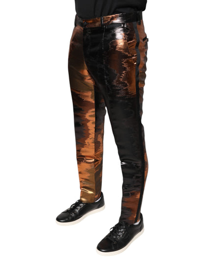 Dolce & Gabbana Multicolor Jacquard Skinny Men Pants - IT48 | M