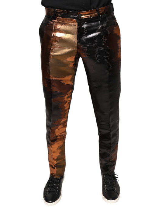 Dolce & Gabbana Multicolor Jacquard Skinny Men Pants - IT48 | M