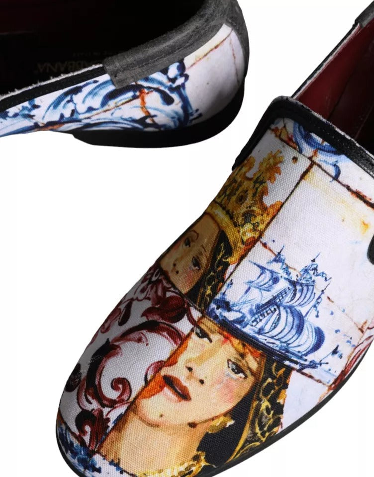 Dolce & Gabbana Multicolor Madonna Majolica Amalfi Men Loafers Shoes - EU44/US11