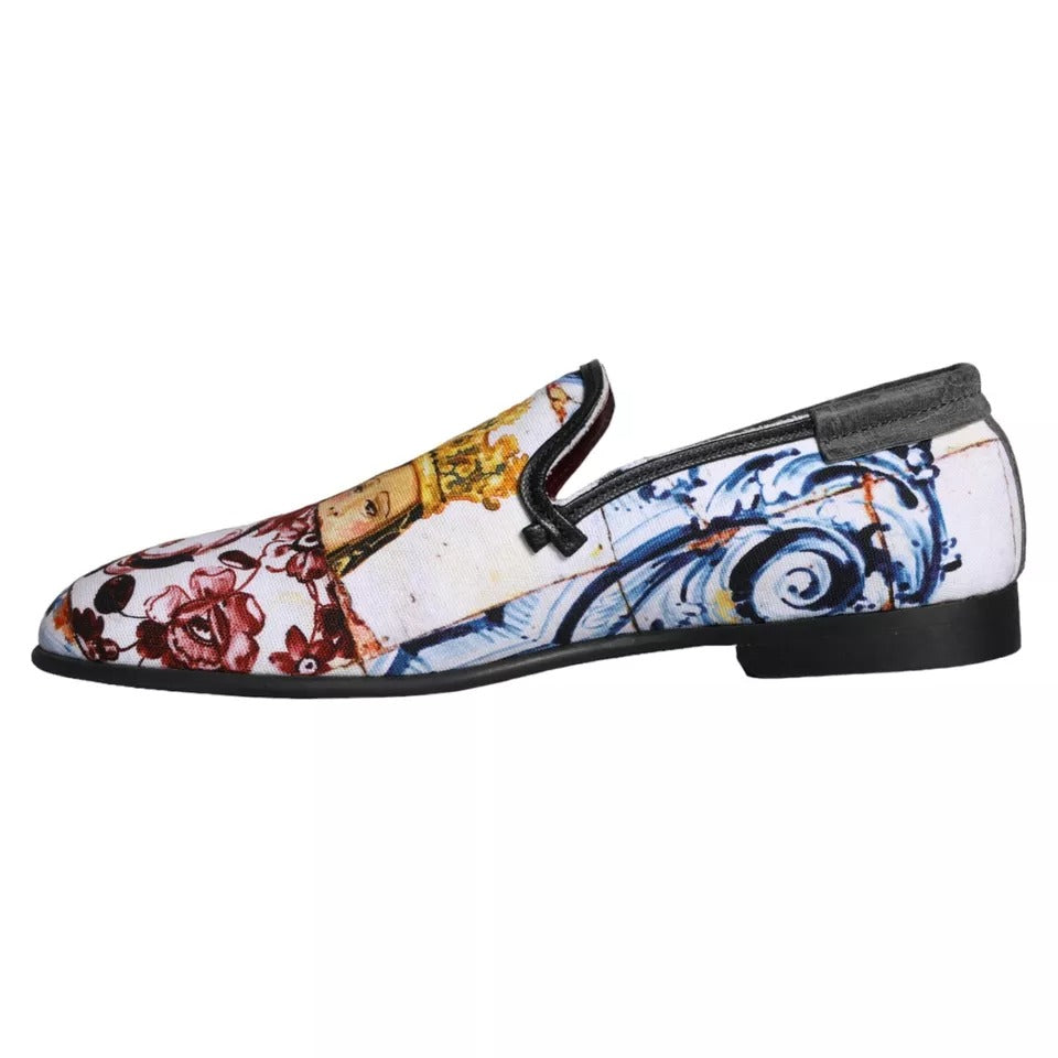 Dolce & Gabbana Multicolor Madonna Majolica Amalfi Men Loafers Shoes - EU44/US11