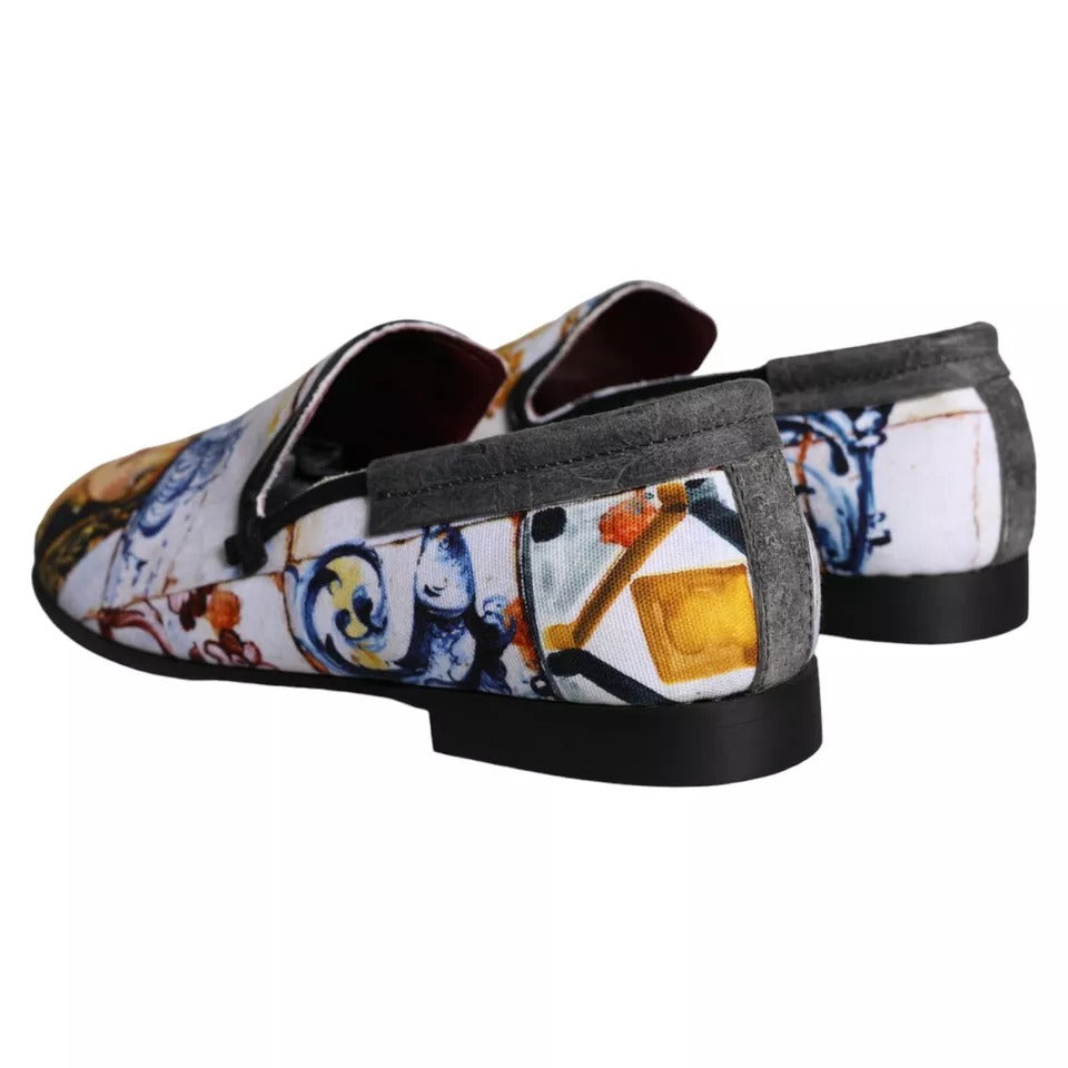 Dolce & Gabbana Multicolor Madonna Majolica Amalfi Men Loafers Shoes - EU44/US11