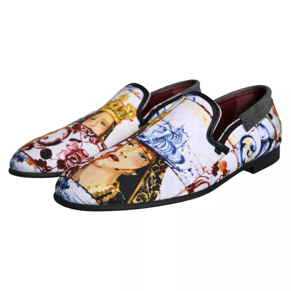 Dolce & Gabbana Multicolor Madonna Majolica Amalfi Men Loafers Shoes - EU44/US11