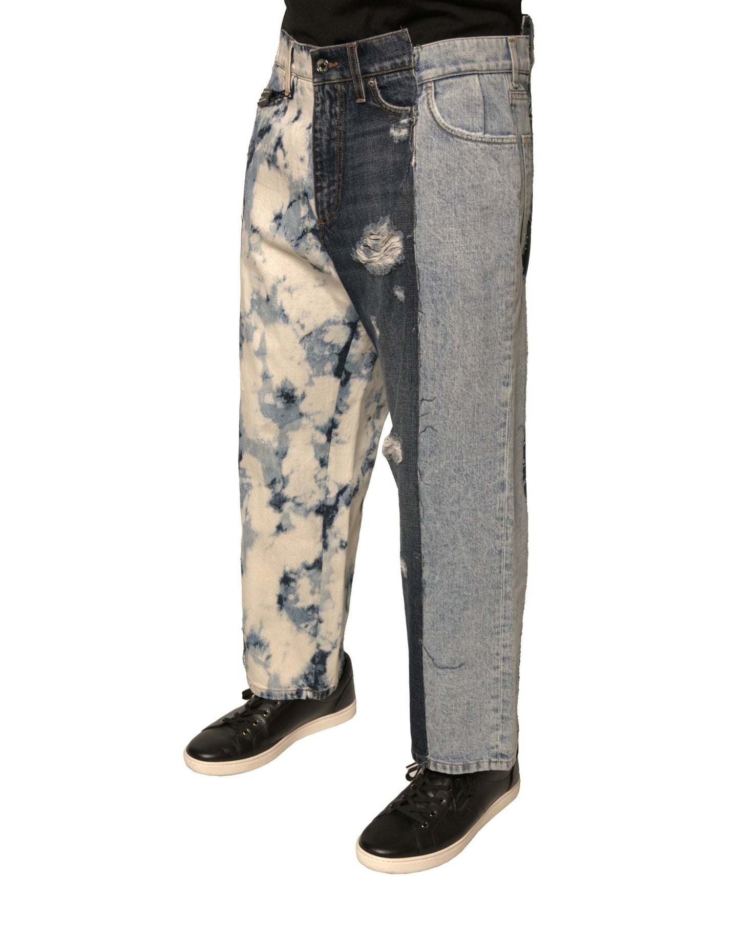 Dolce & Gabbana Multicolor Patchwork Cotton Straight Men Denim Jeans - IT46 | S