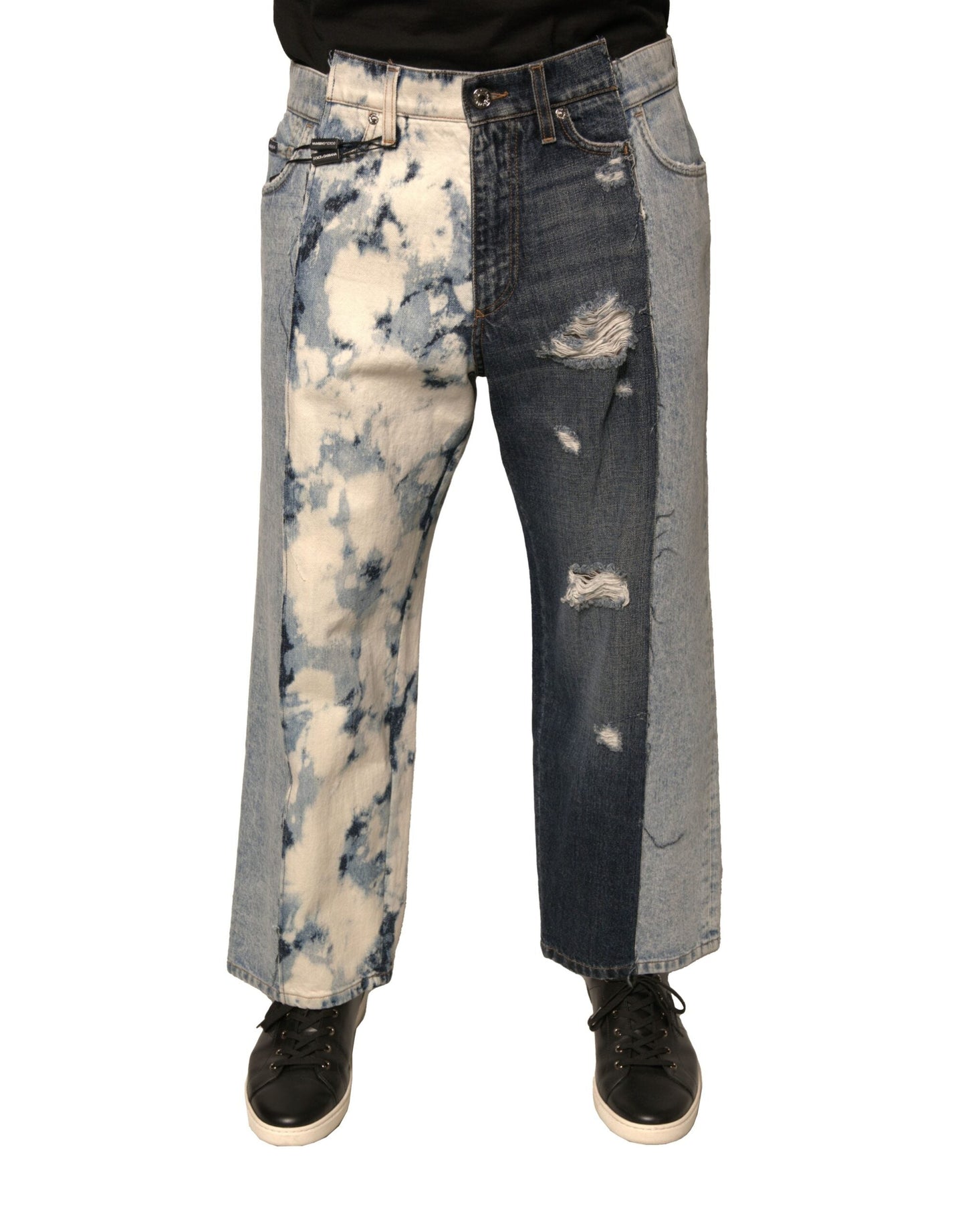 Dolce & Gabbana Multicolor Patchwork Cotton Straight Men Denim Jeans - IT46 | S