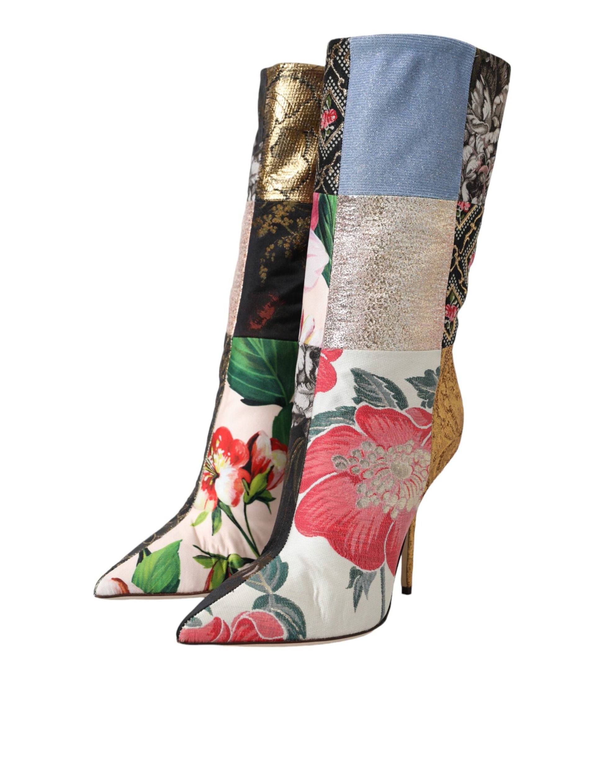 Dolce & Gabbana Multicolor Patchwork Print Heeled Boots Shoes - EU36/US5.5