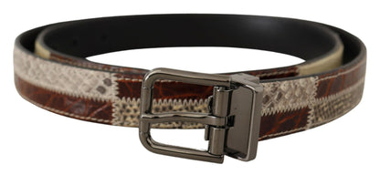 Dolce & Gabbana Multicolor Patchwork Snakeskin Belt - 90 cm / 36 Inches