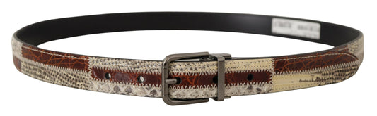 Dolce & Gabbana Multicolor Patchwork Snakeskin Belt - 90 cm / 36 Inches