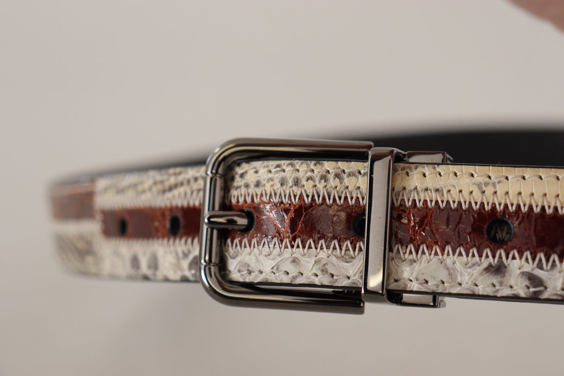 Dolce & Gabbana Multicolor Patchwork Snakeskin Belt - 90 cm / 36 Inches