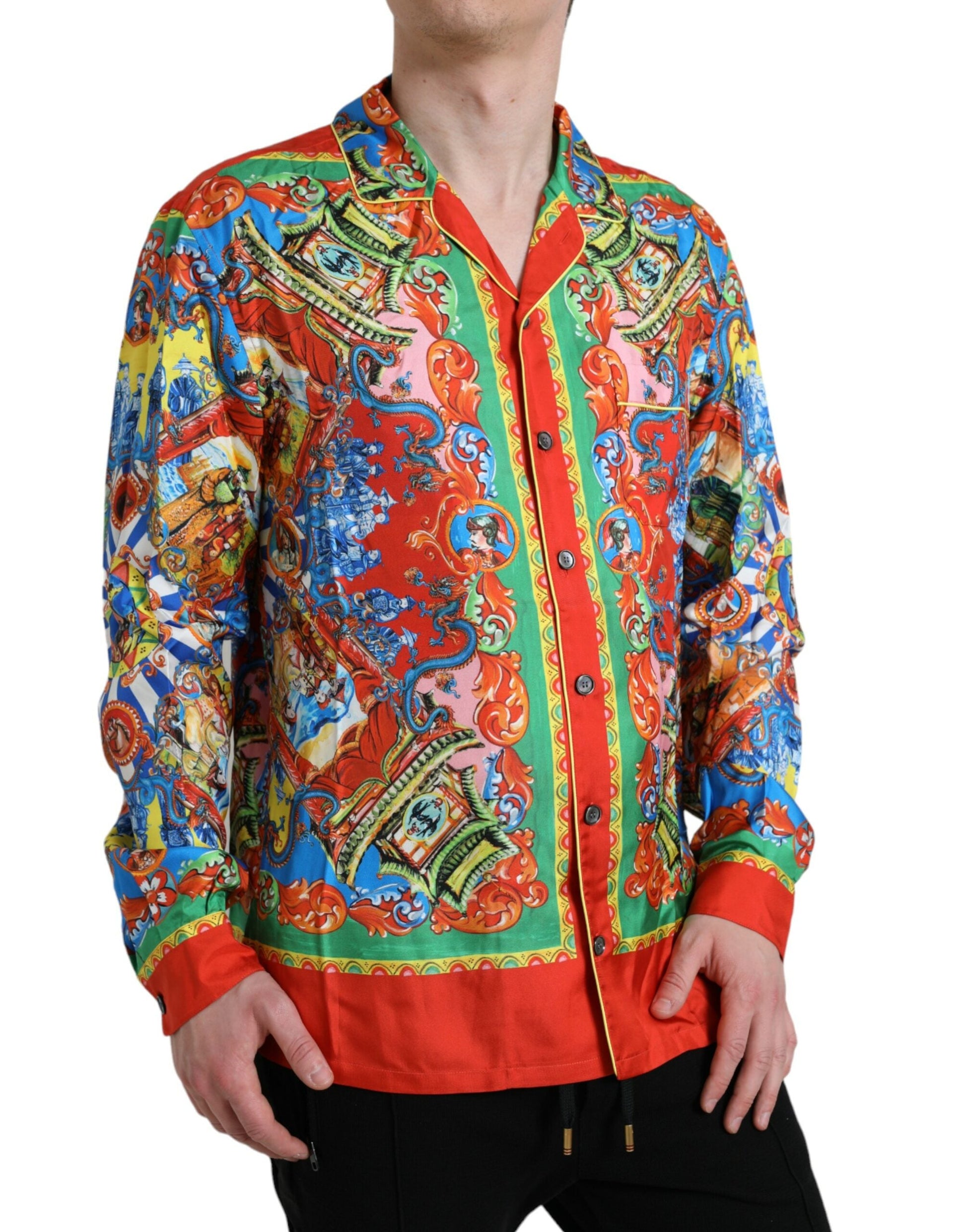 Dolce & Gabbana Multicolor Patterned Button Down Casual Shirt - IT5 | M