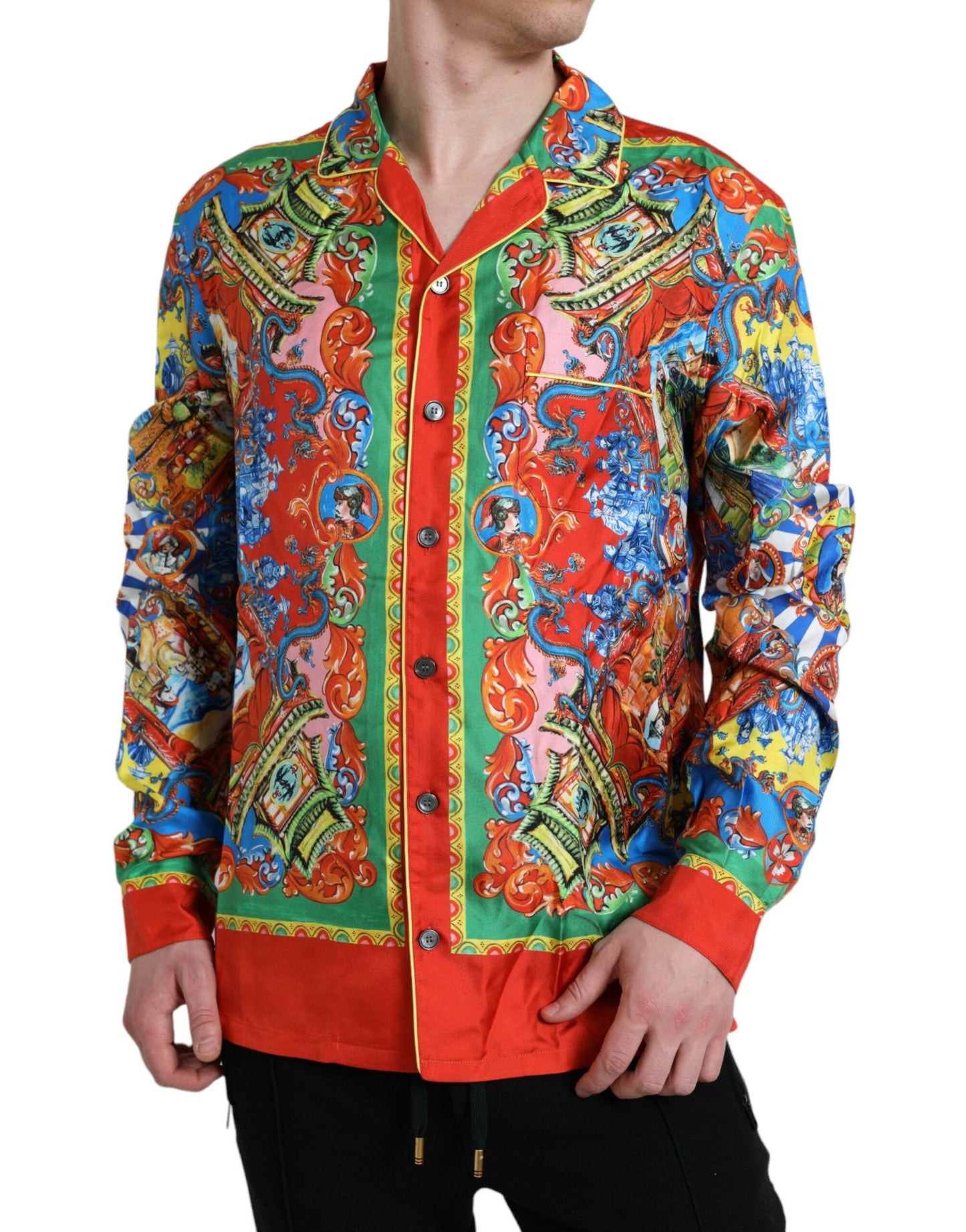 Dolce & Gabbana Multicolor Patterned Button Down Casual Shirt - IT5 | M