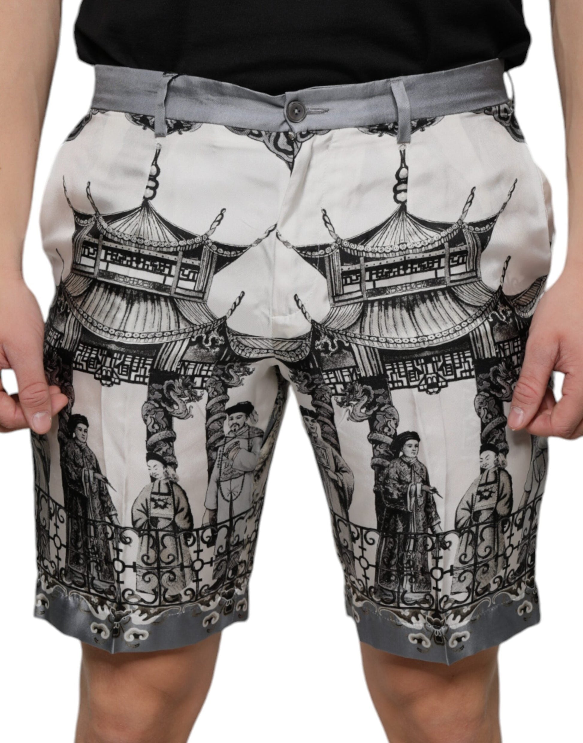 Dolce & Gabbana Multicolor Printed Silk Men Bermuda Shorts - IT46 | S