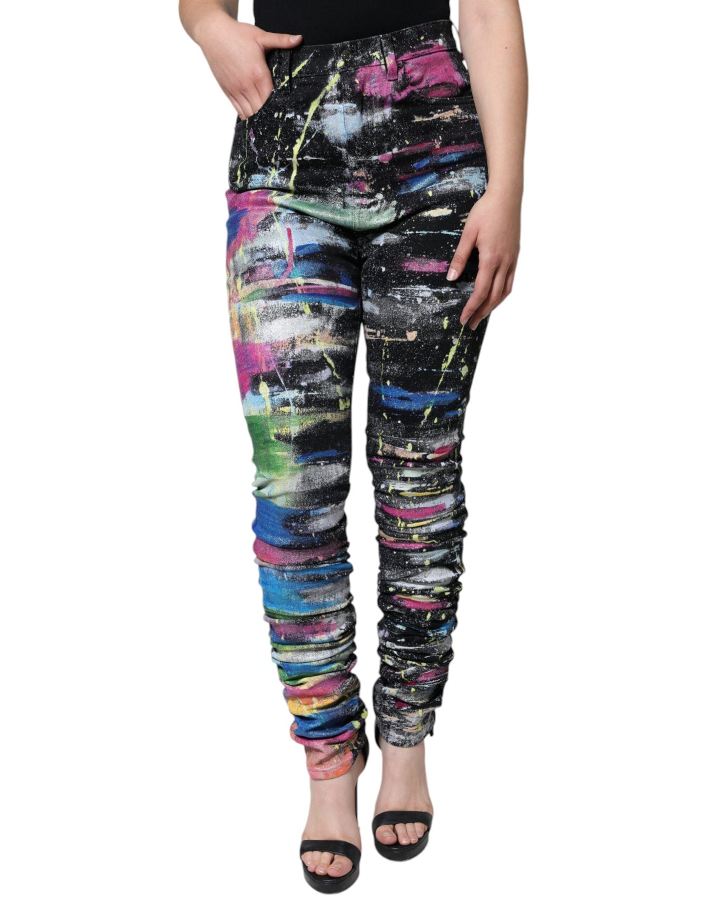 Dolce & Gabbana Multicolor Splatter Paint Cotton Skinny Denim Jeans - IT44 | L