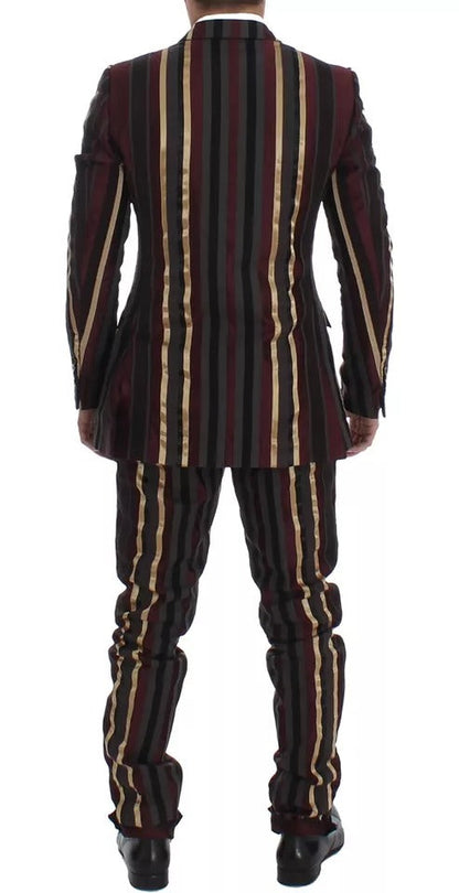 Dolce & Gabbana Multicolor Striped Runway 3 Piece Slim Fit Vest Suit - IT48 | M