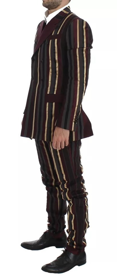 Dolce & Gabbana Multicolor Striped Runway 3 Piece Slim Fit Vest Suit - IT48 | M