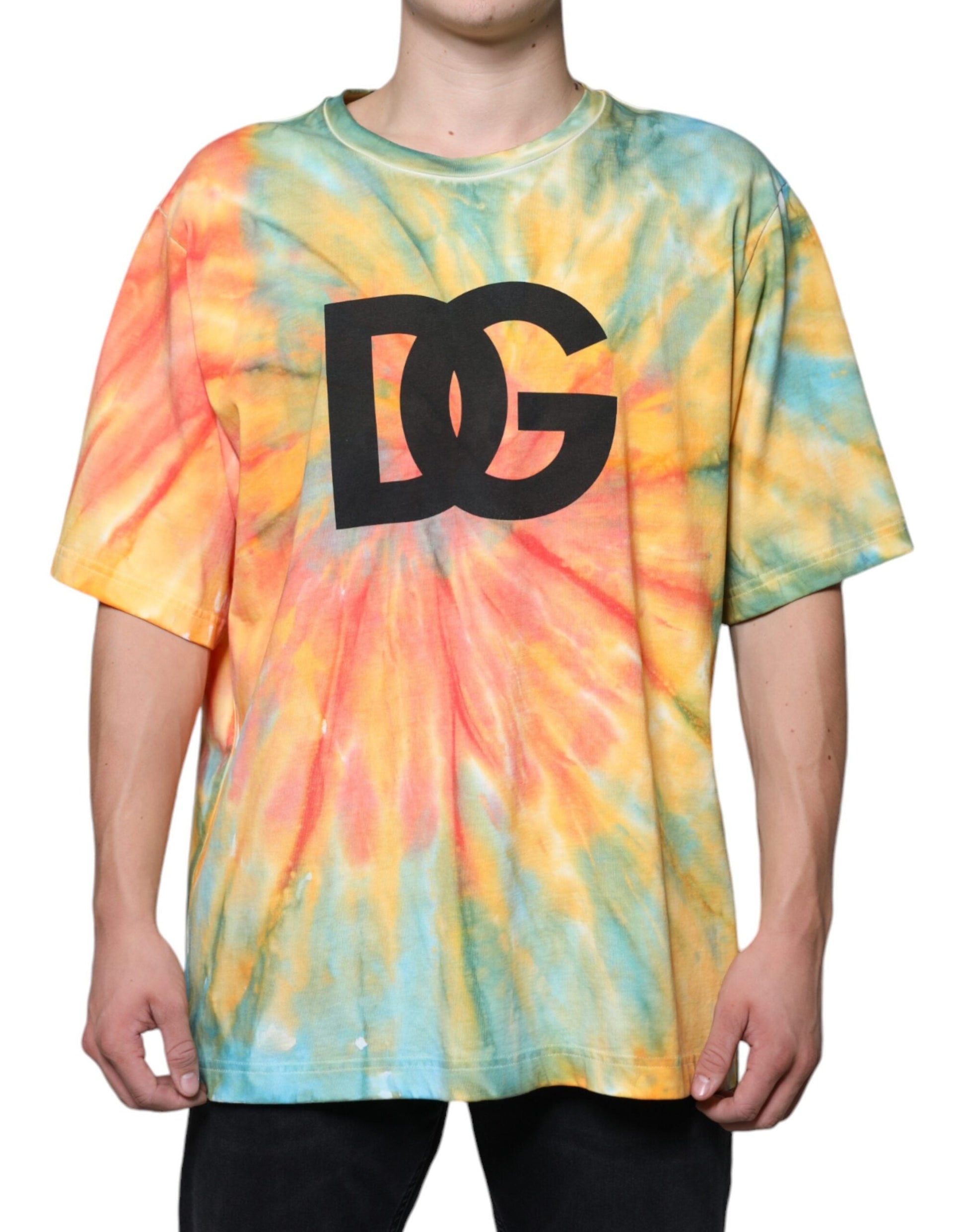 Dolce & Gabbana Multicolor Tie-Dye Logo Cotton T-shirt - IT54 | XL