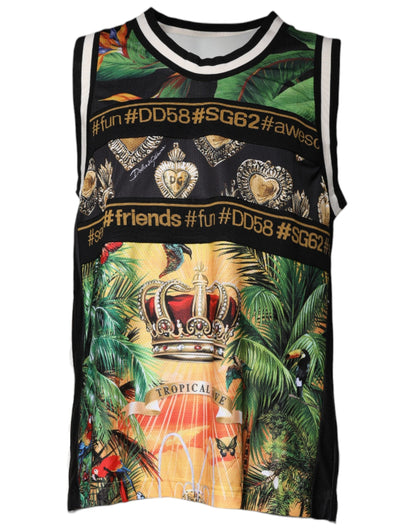 Dolce & Gabbana Multicolor Tropical Sleeveless Tank T-shirt - IT50 | L