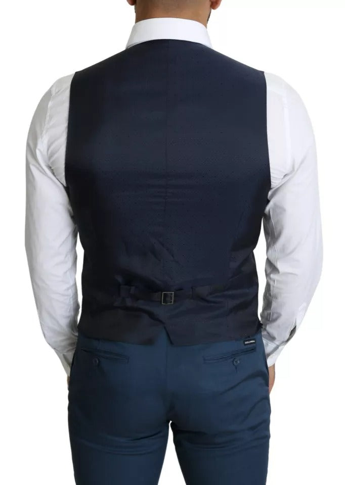 Dolce & Gabbana Navy Blue Men Formal Dress Waistcoat Vest - IT46 | S