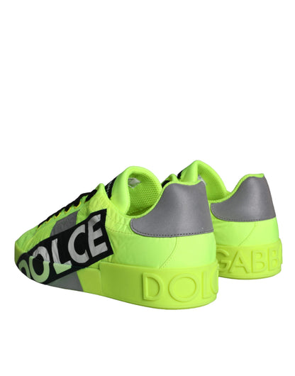 Dolce & Gabbana Neon Green Logo Tape Low Top Sneakers Shoes - EU40/US7