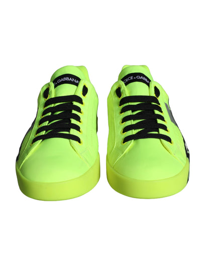 Dolce & Gabbana Neon Green Logo Tape Low Top Sneakers Shoes - EU40/US7