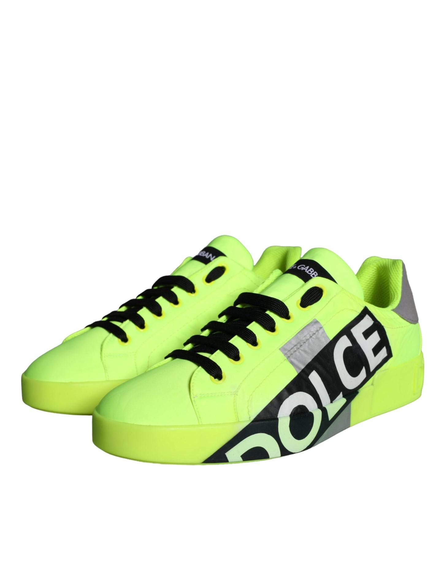 Dolce & Gabbana Neon Green Logo Tape Low Top Sneakers Shoes - EU40/US7