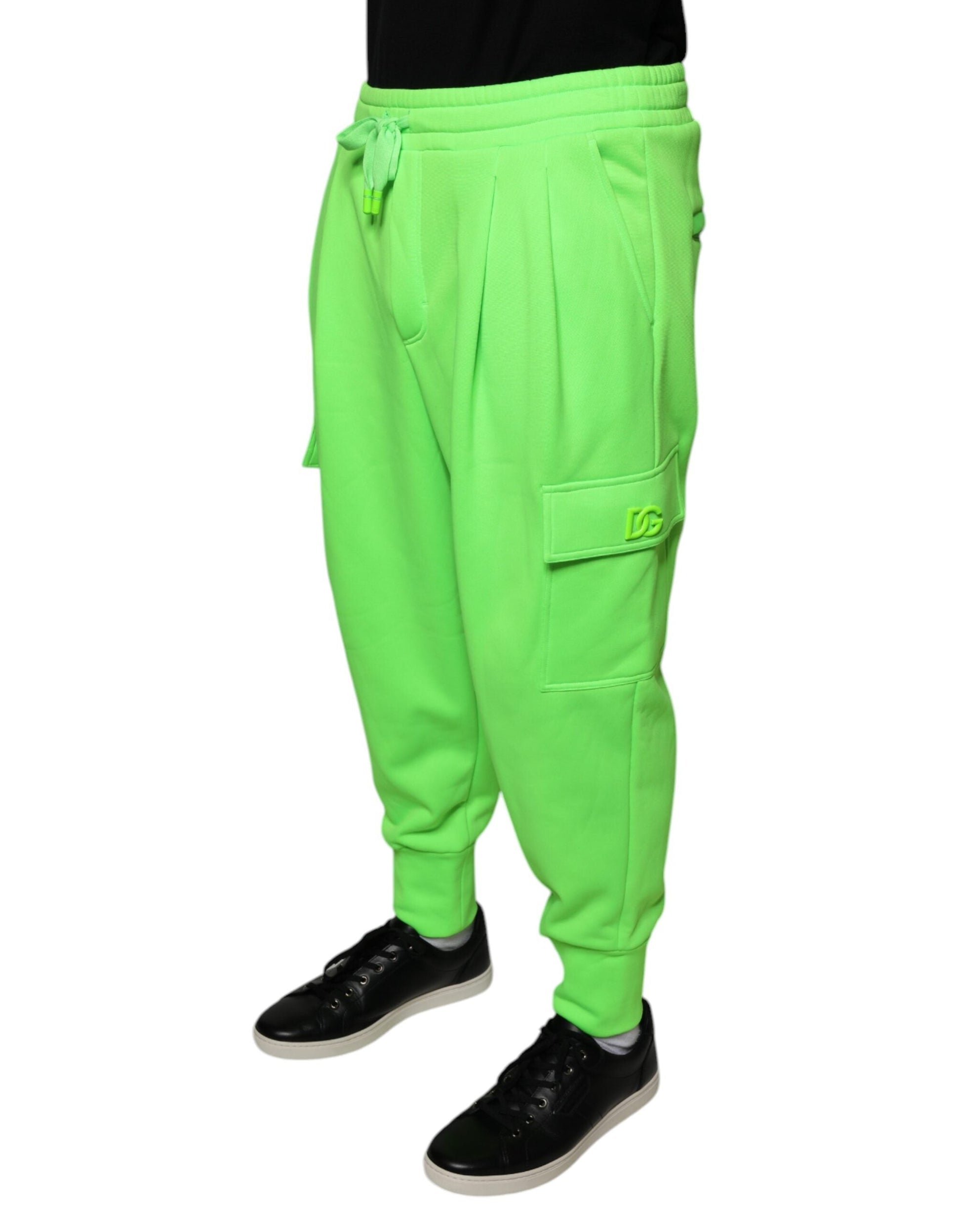 Dolce & Gabbana Neon Green Polyester Cargo Jogger Sweatpants Pants - IT48 | M