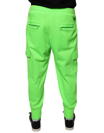 Dolce & Gabbana Neon Green Polyester Cargo Jogger Sweatpants Pants - IT48 | M