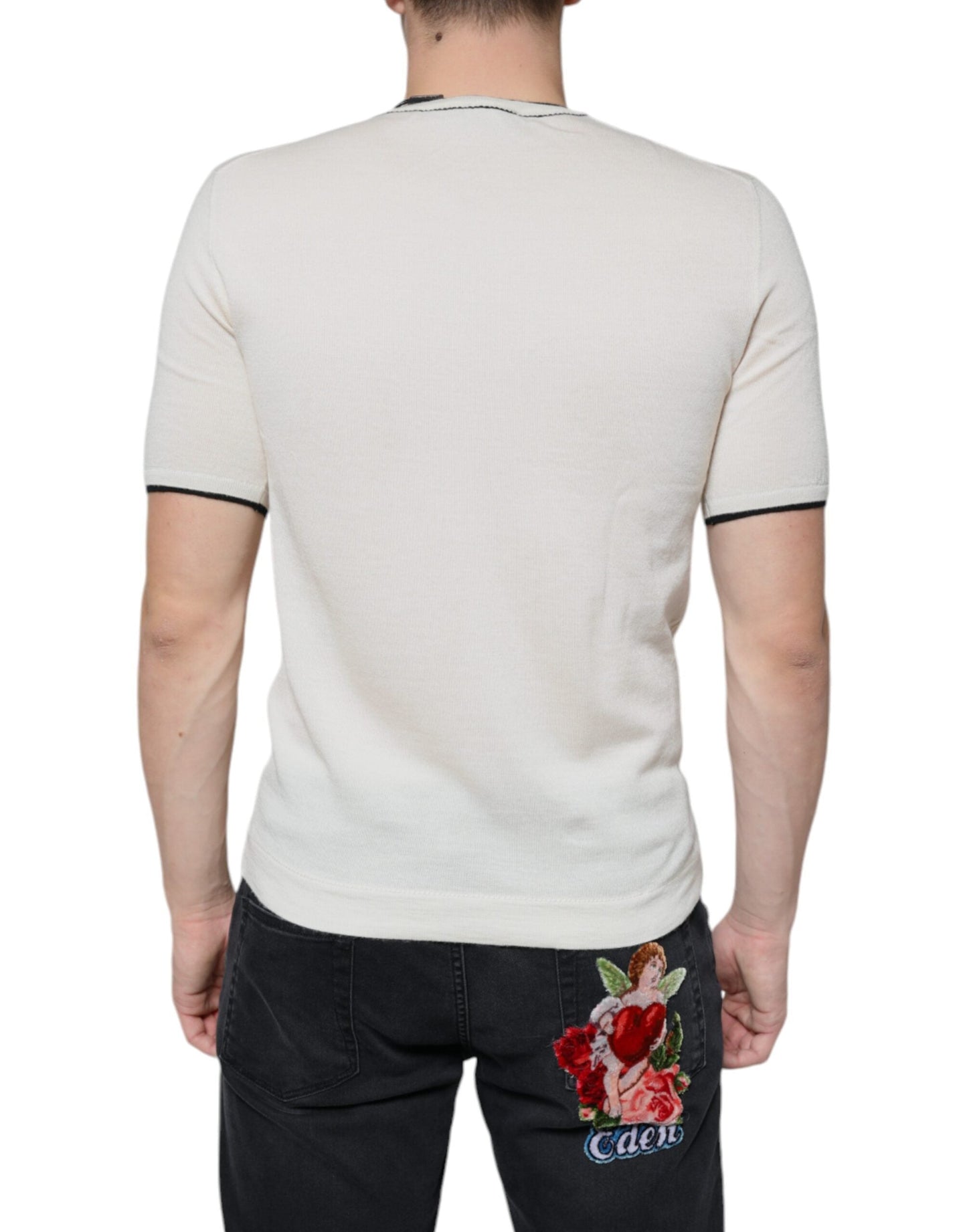 Dolce & Gabbana Off White Cashmere Short Sleeves T-shirt - IT44 | XS