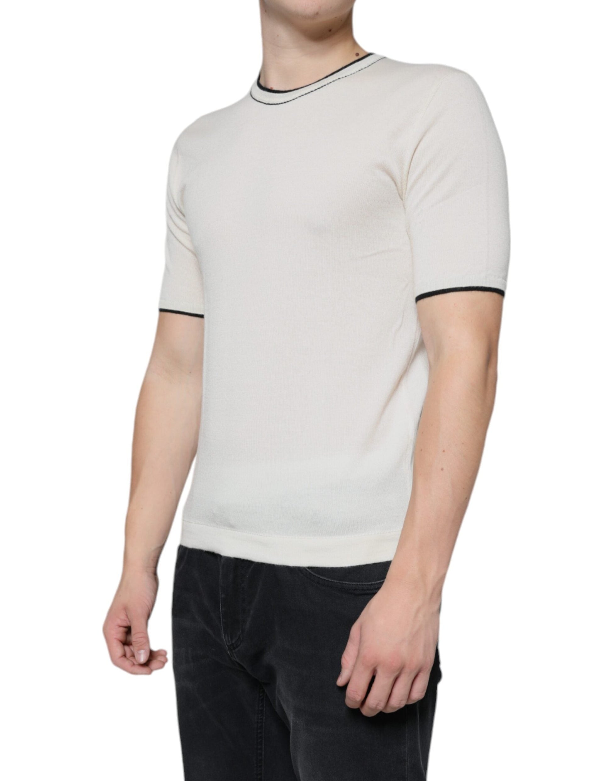 Dolce & Gabbana Off White Cashmere Short Sleeves T-shirt - IT44 | XS