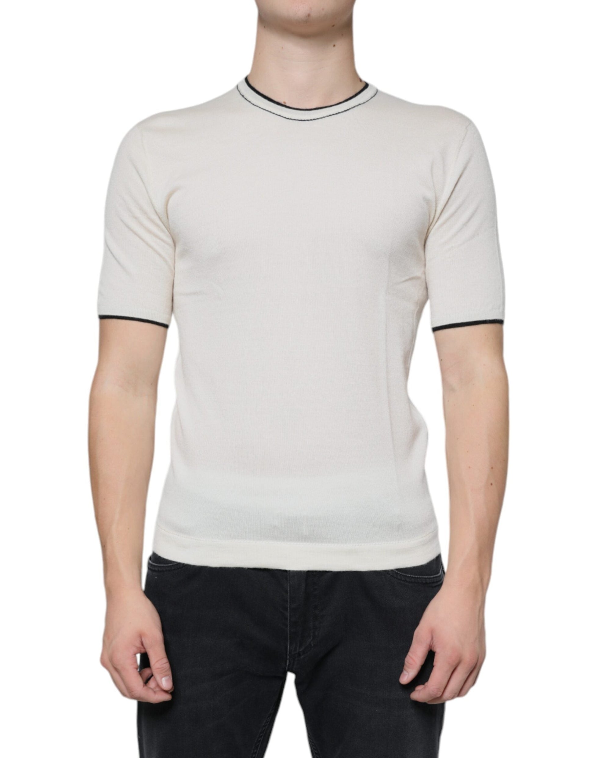 Dolce & Gabbana Off White Cashmere Short Sleeves T-shirt - IT44 | XS