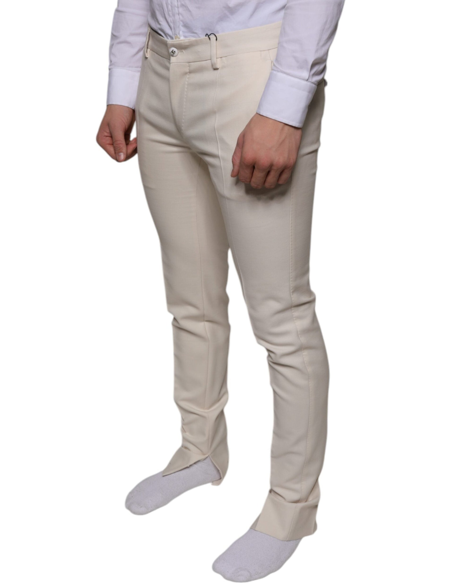 Dolce & Gabbana Off White Chino Wool Skinny Pants - IT48 | M