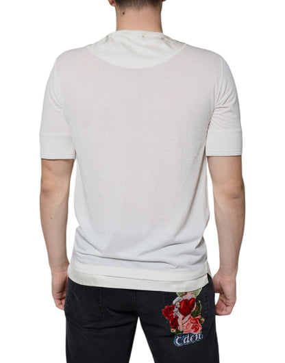 Dolce & Gabbana Off White Cotton Short Sleeves T-shirt - IT44 | XS