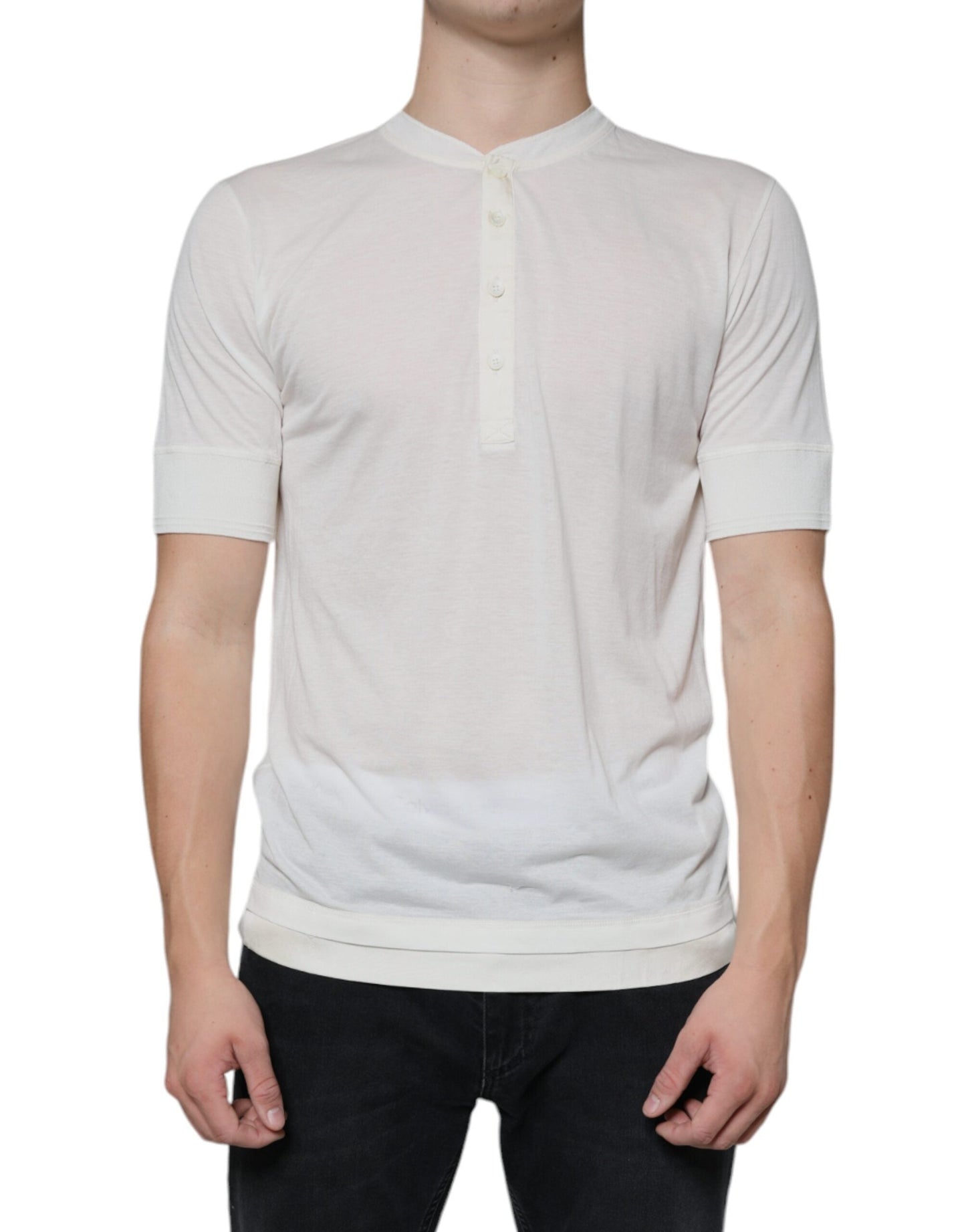 Dolce & Gabbana Off White Cotton Short Sleeves T-shirt - IT44 | XS