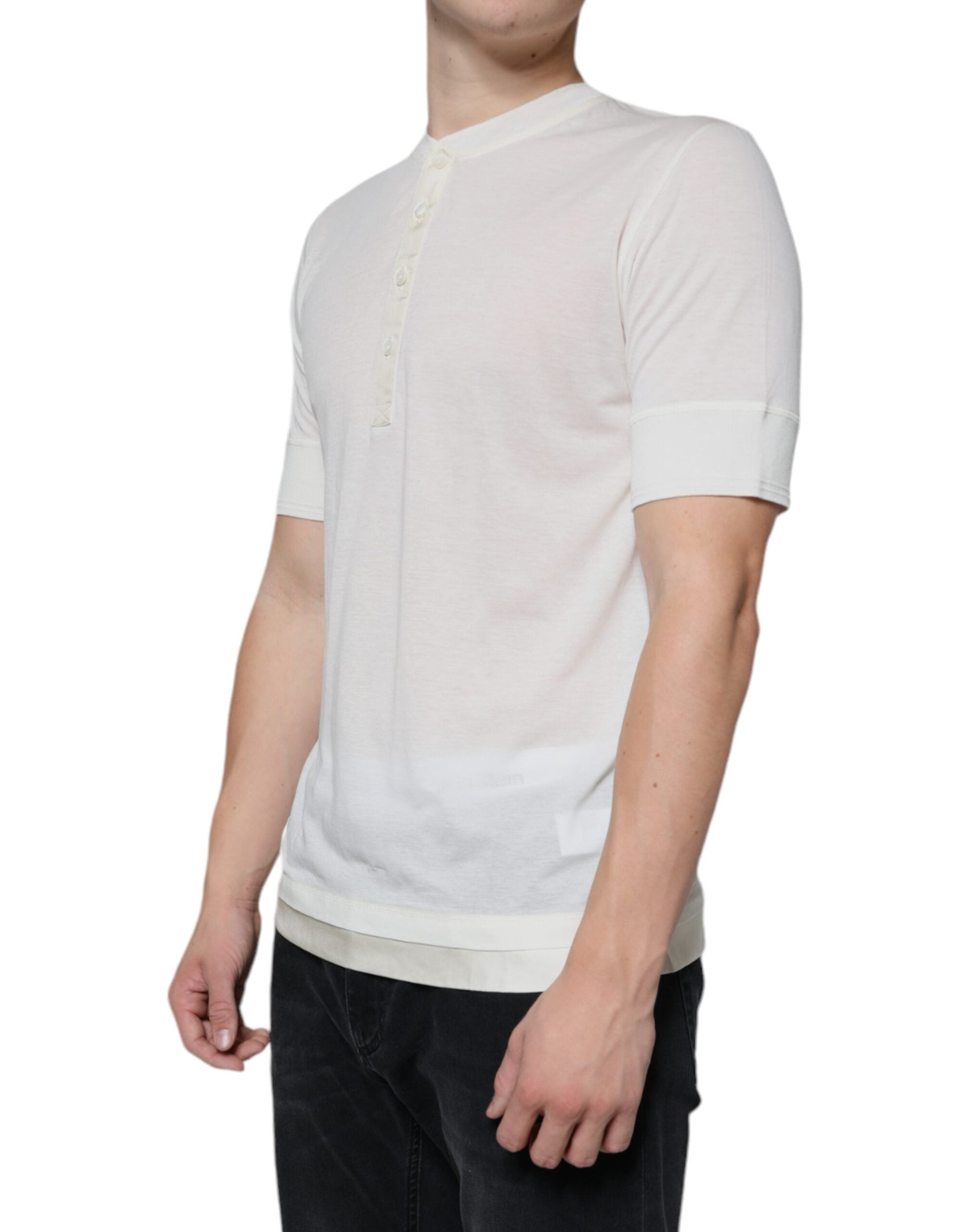 Dolce & Gabbana Off White Cotton Short Sleeves T-shirt - IT44 | XS