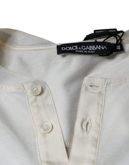 Dolce & Gabbana Off White Cotton Short Sleeves T-shirt - IT44 | XS