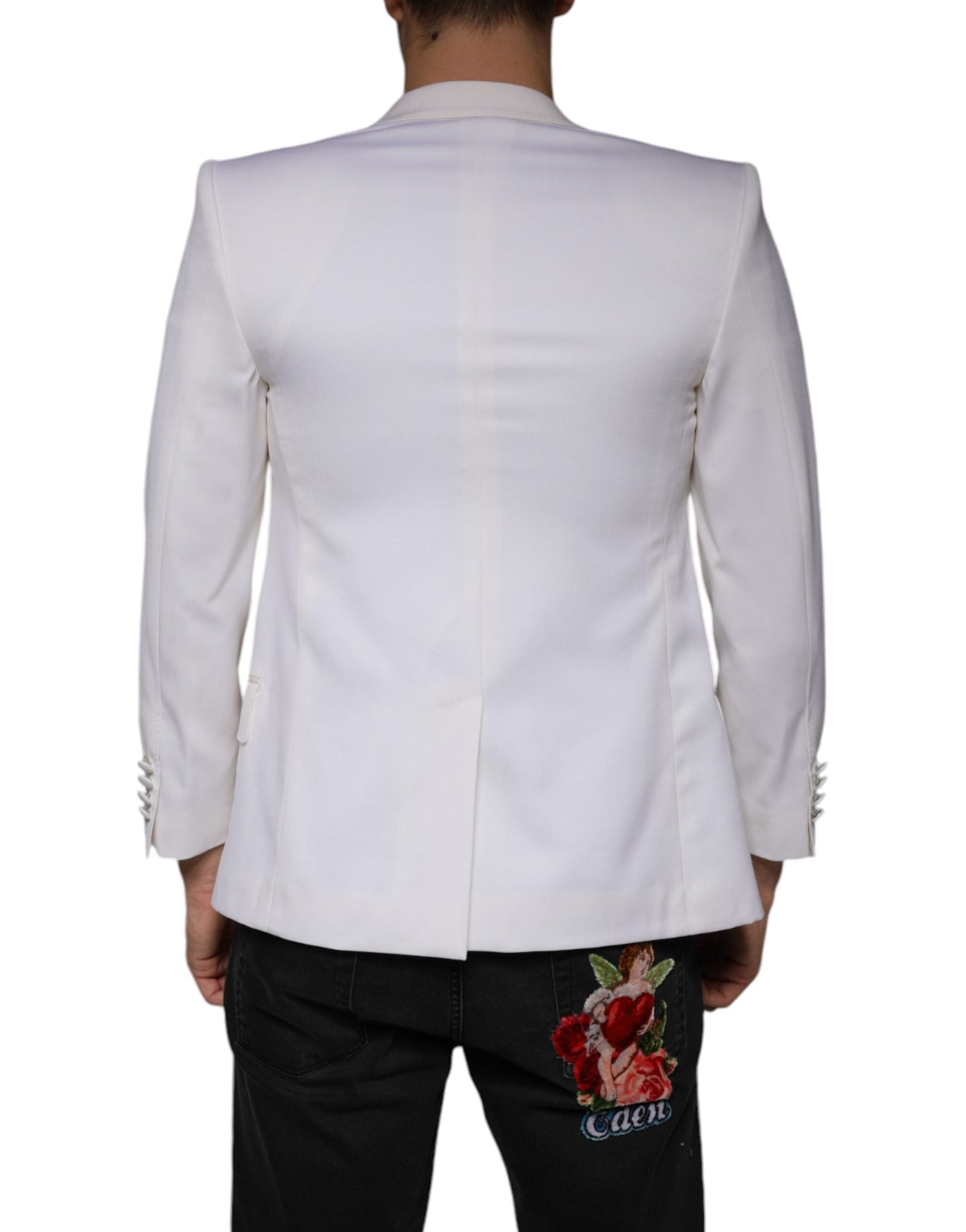 Dolce & Gabbana Off White Wool Single Breasted Dress Blazer - IT46 | S