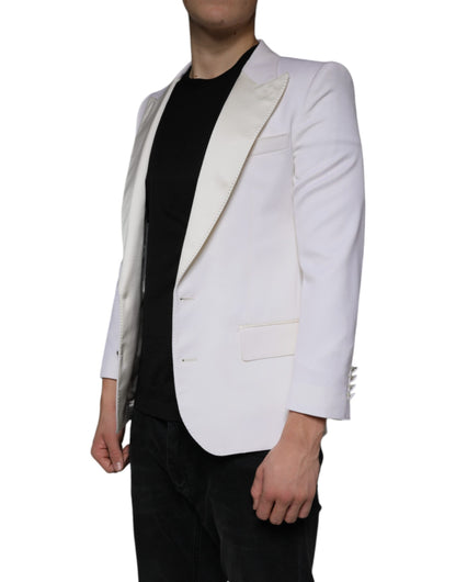 Dolce & Gabbana Off White Wool Single Breasted Dress Blazer - IT46 | S