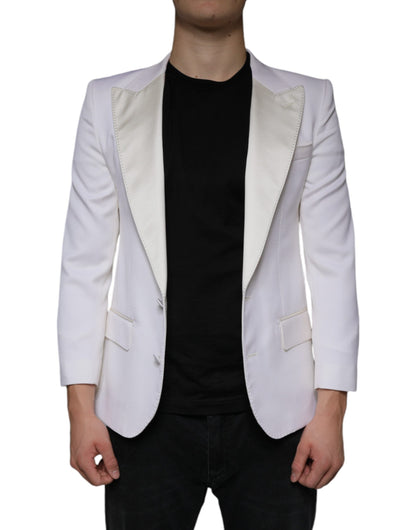 Dolce & Gabbana Off White Wool Single Breasted Dress Blazer - IT46 | S