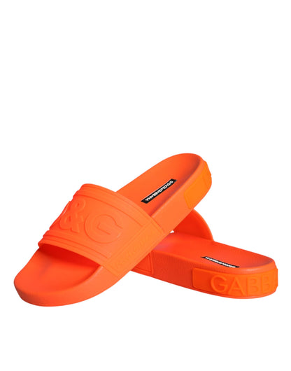 Dolce & Gabbana Orange Rubber Slides Sandals Beachwear Shoes - EU35/US5